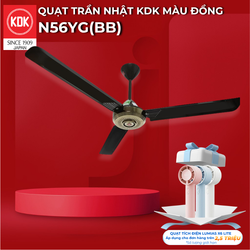 Quạt Trần Nhật KDK, màu Đồng N56YG(BB) - Bảo Hành Chính Hãng KDK