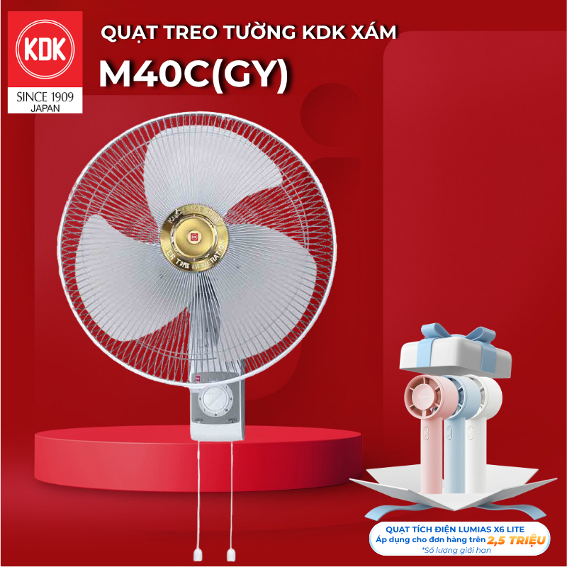 Quạt Nhật treo tường KDK, màu Xám M40C(GY) - Bảo Hành Chính Hãng KDK