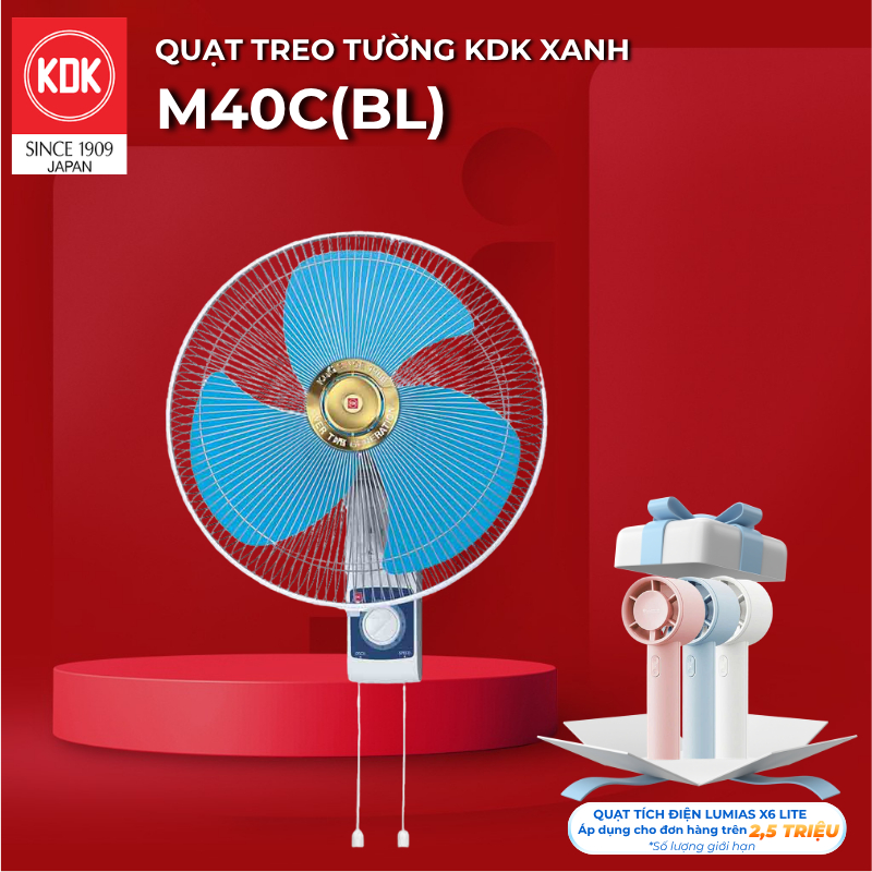 Quạt Nhật treo tường KDK màu Xanh M40C(BL) - Bảo Hành Chính Hãng KDK