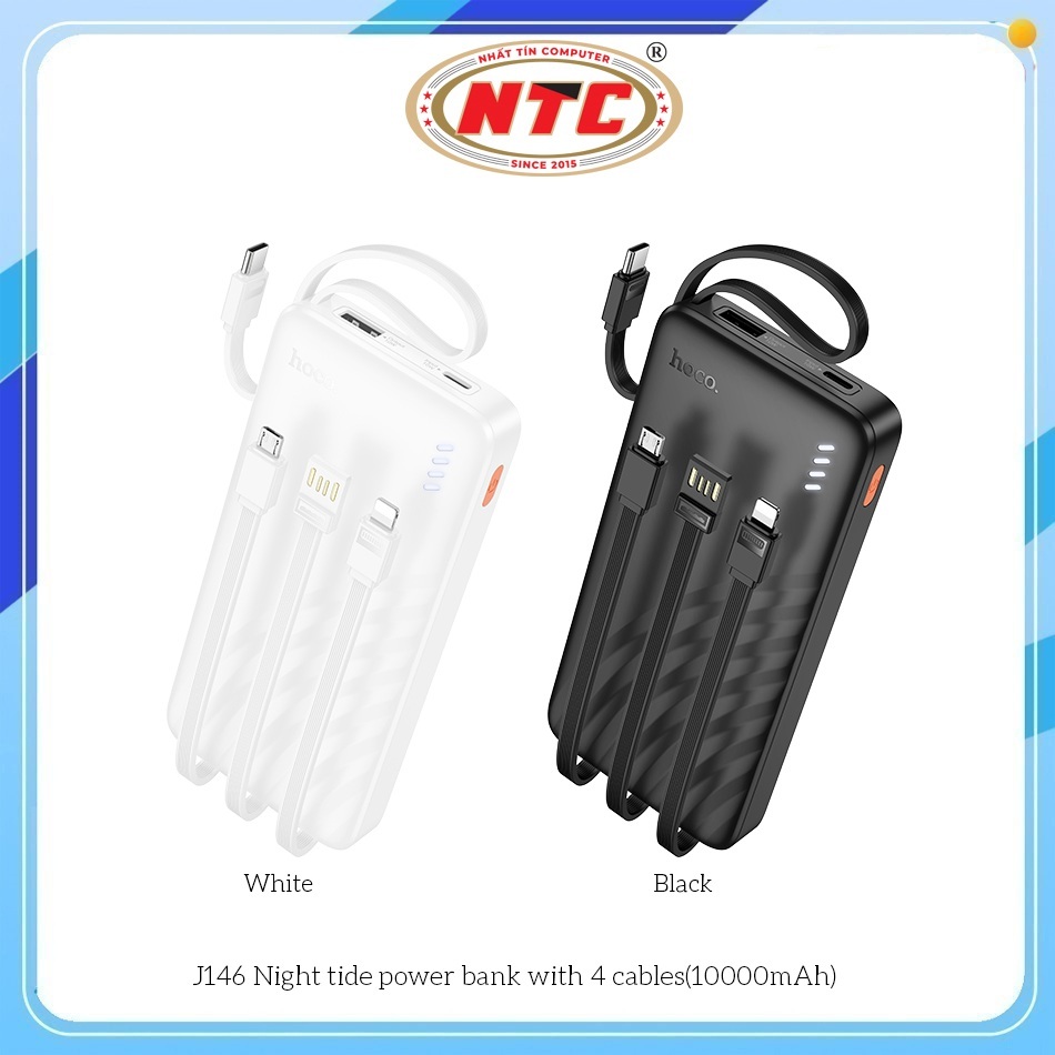 Pin Dự Phòng Hoco J146 10000mAh Kèm 4 cáp sạc, 2 Input, 4 Output, Max 2A