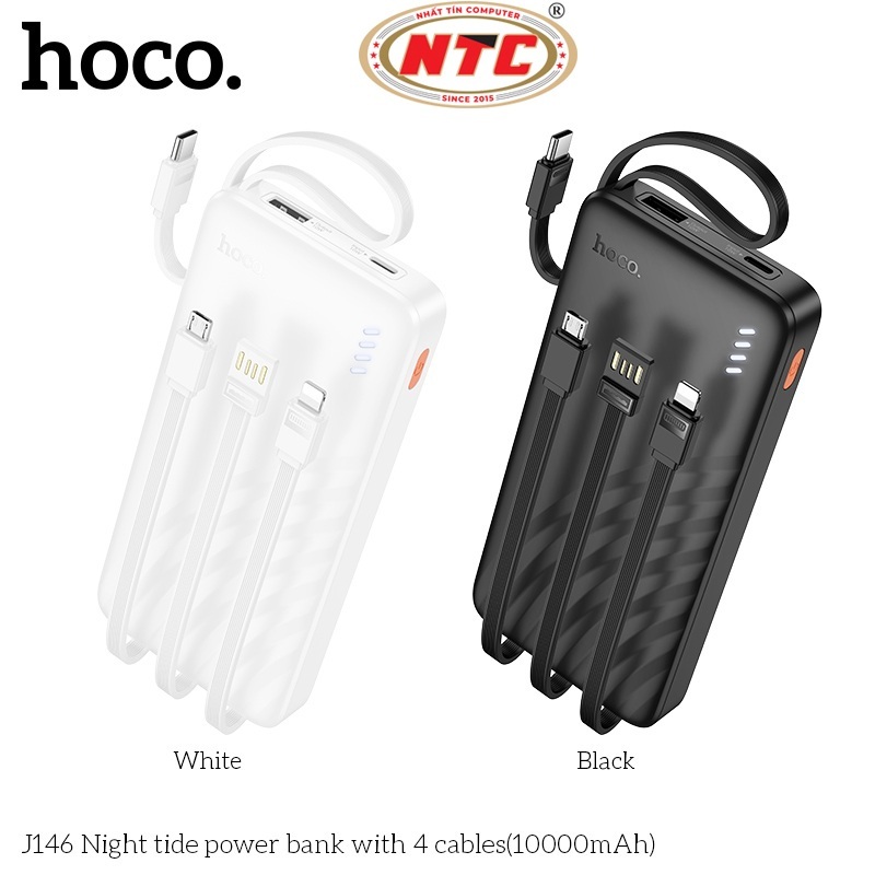 Sạc Dự Phòng Hoco J146 10000mAh Kèm 4 cáp sạc, 2 Input, 4 Output, Max 2A
