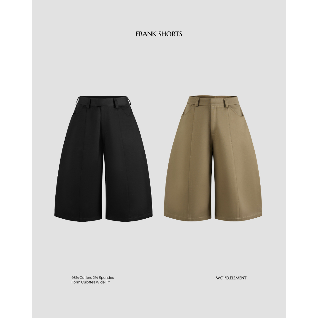 Quần kaki short - WOOD ELEMENT | FRANK SHORTS form Culottes Wide Fit