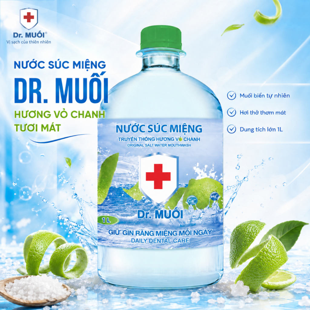 Nước Súc Miệng Dr. Muối Loại Bỏ Vi Khuẩn ,Ngừa Hôi Miệng Hương Vỏ Chanh 1L - Mr.Muối