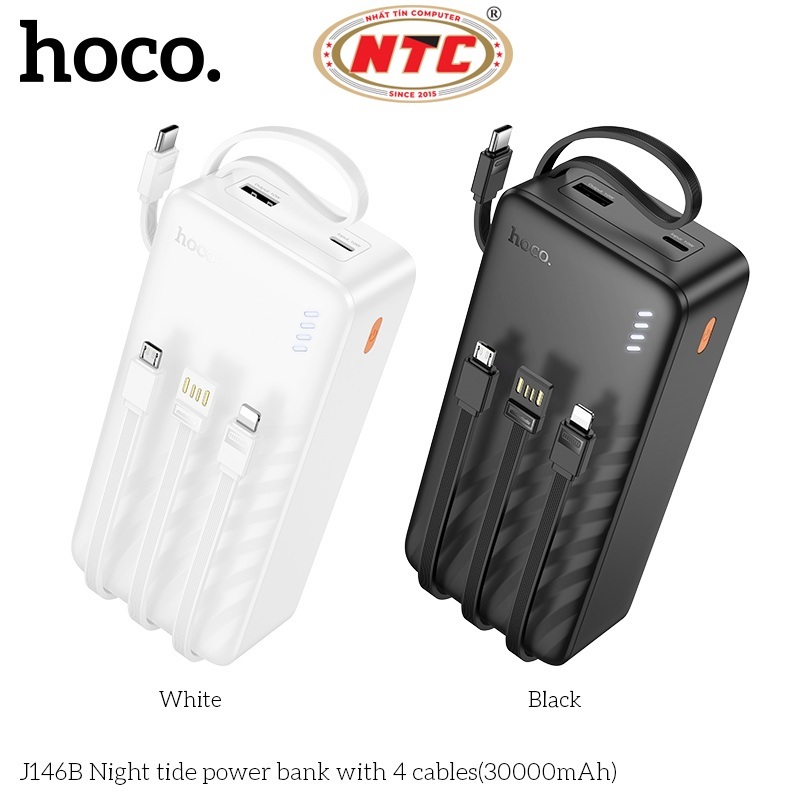 Sạc Dự Phòng Hoco J146B 30000mAh Kèm 4 cáp sạc, 2 Input, 4 Output, Max 2A