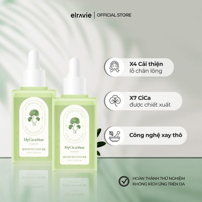 Set 2 Tinh Chất Dưỡng Da, Kiểm Soát Bã Nhờn Elravie HyCicaMue Ampoule 50ml