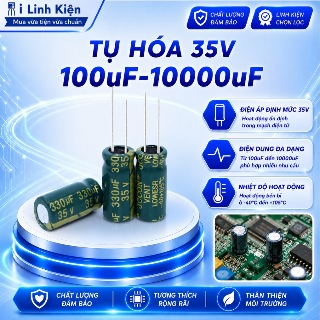 Tụ hóa 35V 100uF-10000uF tần số cao
