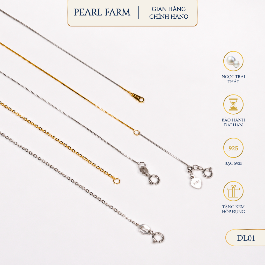 Dây Chuyền Lẻ Trơn Bạc 92.5 Không Kèm Mặt Dây Pearl Farm