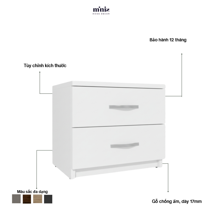 Tủ Đầu Giường 2 hộc kéo MN-TAB-13