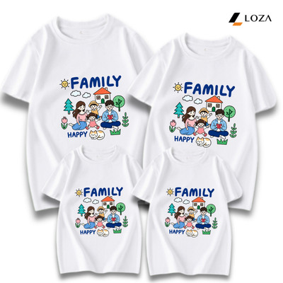 Áo phông gia đình du lịch HAPPY FAMILY chất liệu thun cotton mềm mát size từ 15-82kg Loza GD8648