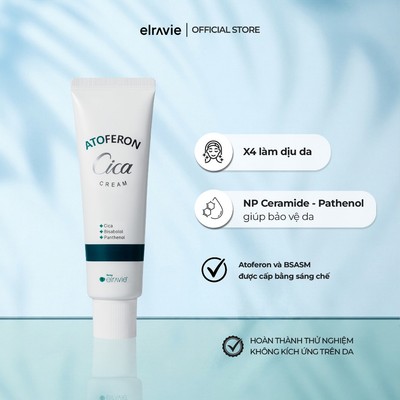 Kem Dưỡng Làm Dịu, Không Gây Kích Ứng, Nhờn Dính Cho Da Nhạy Cảm Elravie Atoferon Cica Cream 50ml