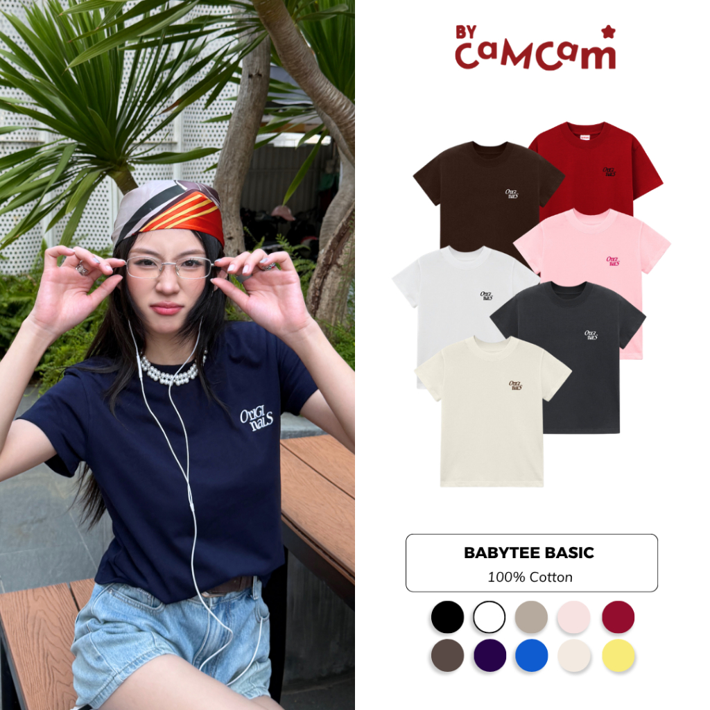 Áo Thun Baby Tee 𝑩𝒚𝒄𝒂𝒎𝒄𝒂𝒎 Basic BLACK/WHITE/GREY HOT TREND AMD015