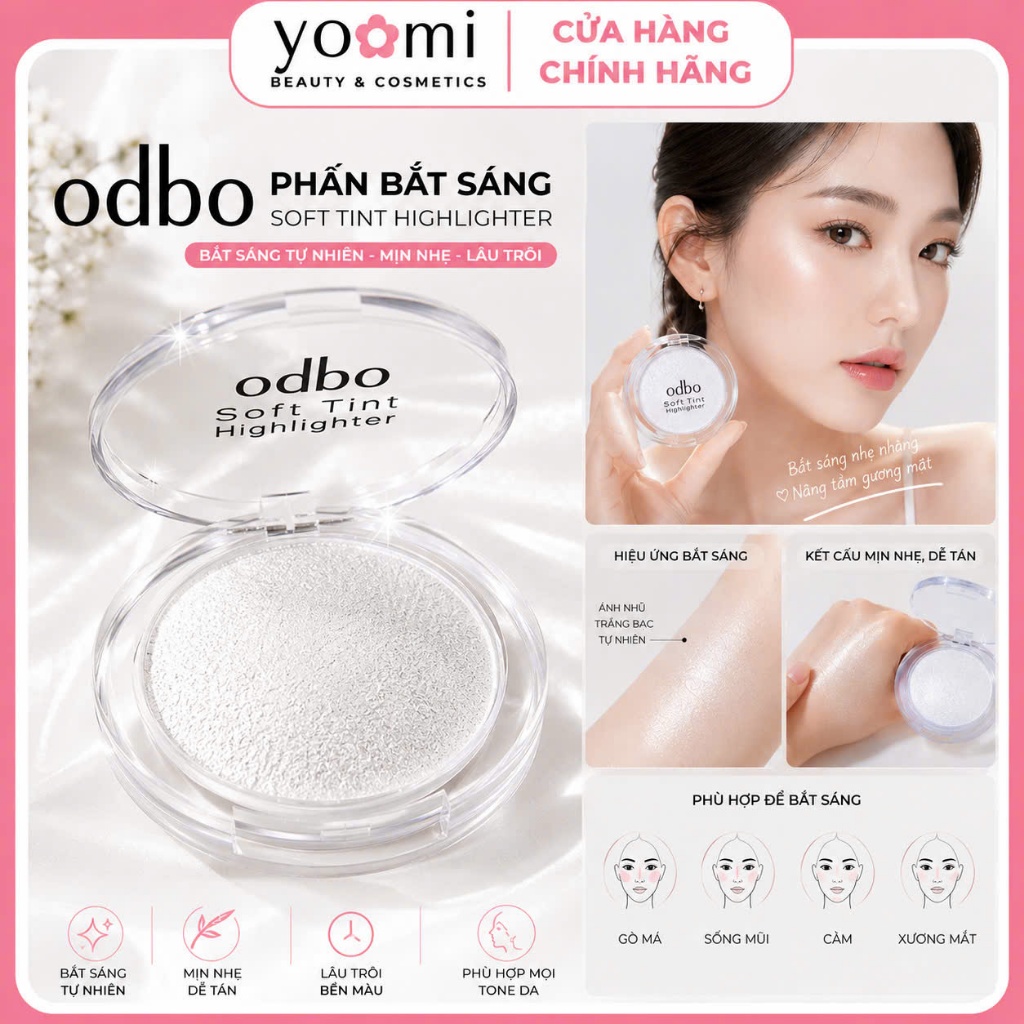 [CHÍNH HÃNG ODBO] Phấn Bắt Sáng Mini Tạo Khối Odbo OD173 Soft Tint Hightlighter Makup Tự Nhiên Nhũ S