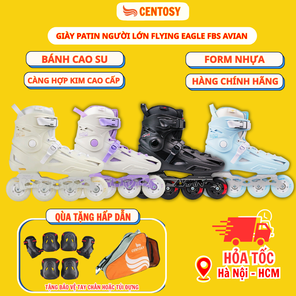 [Tặng Bảo Hộ] Giày Patin Người Lớn Centosy - Flying Eagle FBS Avian, Form Nhựa, Frame Hợp Kim