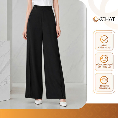 Quần Ống Rộng 𝐂𝐂𝐇𝐀𝐓 Dáng Suông Alina Cạp Liền Chất Liệu Tằm Chống Nhăn Cao Cấp 16QDS2028ST