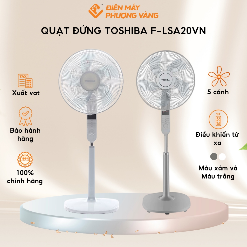 [HỎA TỐC] Quạt đứng Toshiba F-LSA20VN 5 cánh có remote, hẹn giờ, bảo hành hãng 1 năm