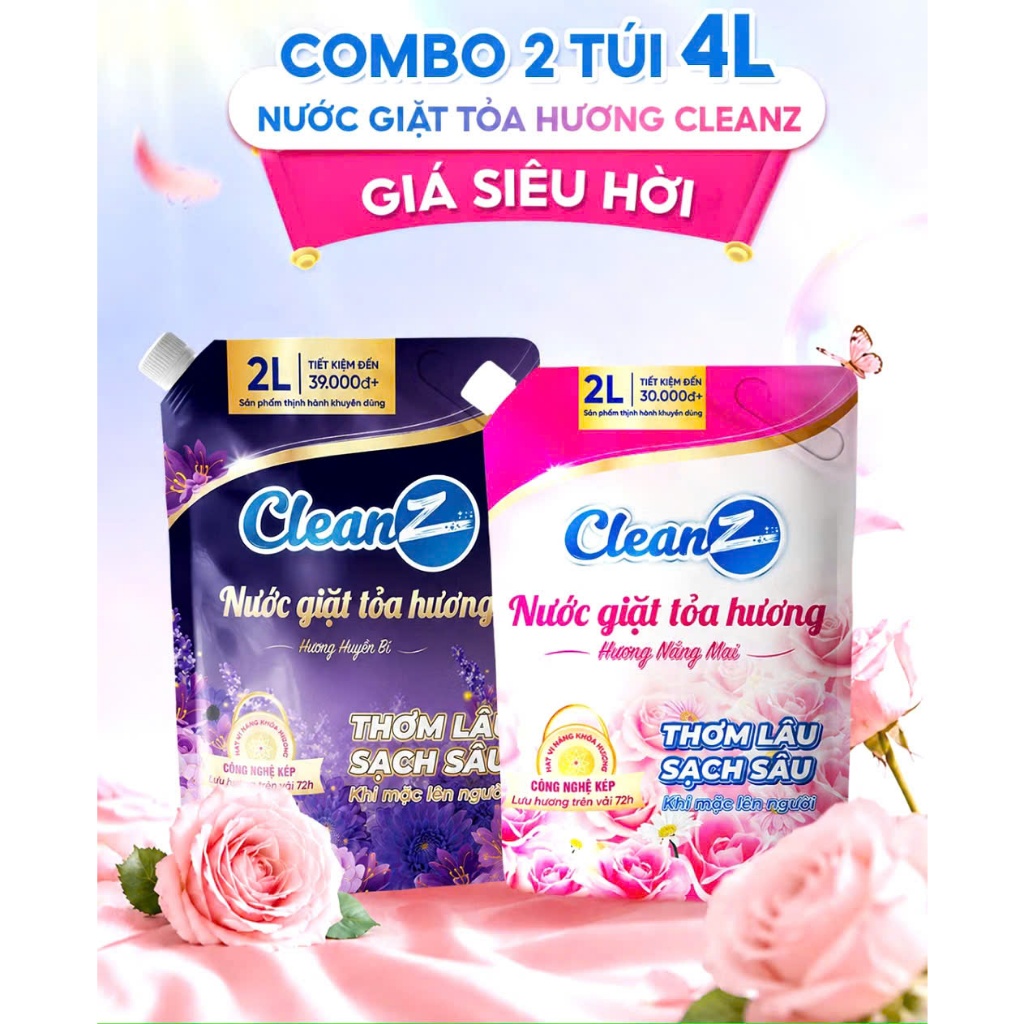 Nước Giặt Xả Tỏa Hương CleanZ Công Nghệ Sạch Sâu, Đánh Bay Vết Bẩn, Hương Thơm Mềm Mại, Bảo Vệ Màu Q