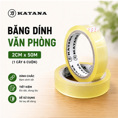 Băng Dính Văn Phòng KATANA 2cm x 50m | Dán Giấy Tờ, Học Tập, Văn Phòng BK09T
