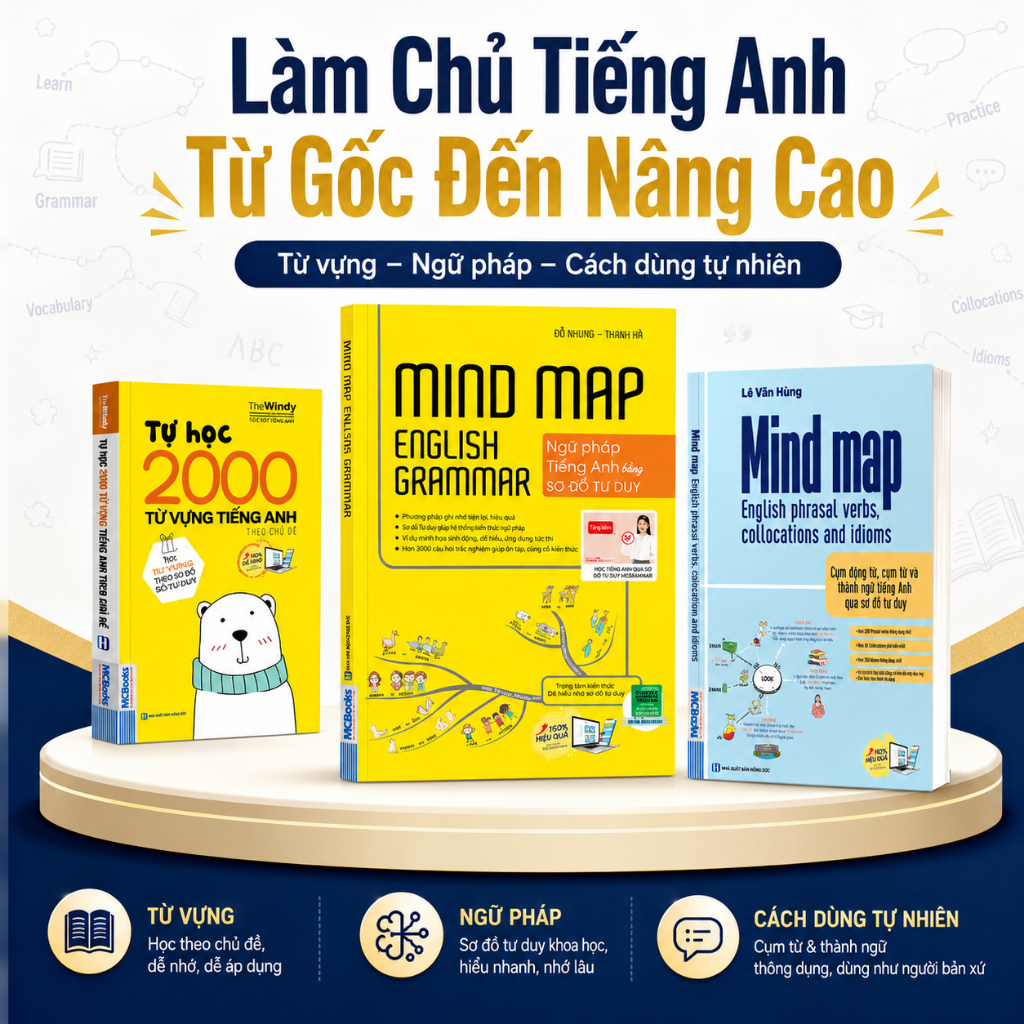 Sách 2000 Từ Vựng Tiếng Anh Theo Chủ Đề – Mind Map English Grammar – Mind Map English Phrasal Verbs