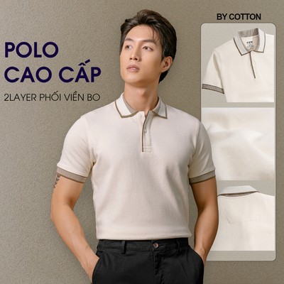 Áo Thun Polo Nam  Cao Cấp Phối 2Layer 3 Màu - Viền Bo – - Luôn Tặng Hộp Đóng BY COTTON