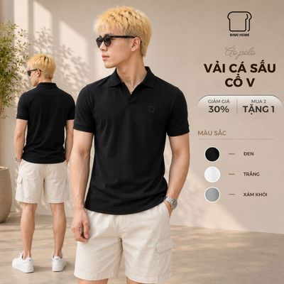 Áo Polo Nam Noble BAMI HOME, Thiết Kế Cổ V, Chất Vải Cá Sấu CVC Cao Cấp, Form Dáng Thanh Lịch APL03