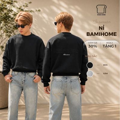 Áo Sweater Nam Nữ Cao Cấp Boxy Sweater Bami Home, Áo Nỉ Nam Dày Dặn, Form Rộng AST03