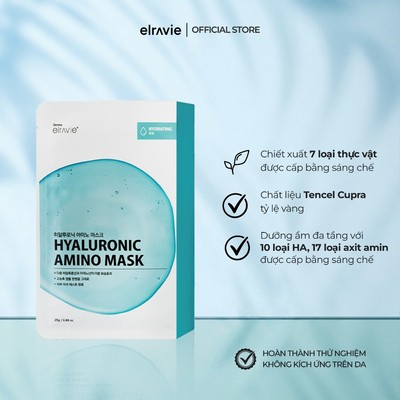 [Combo 10 Miếng] Mặt Nạ Hàn Quốc Dưỡng Ẩm Phục Hồi Dịu Nhẹ Elravie Hyaluronic Amino Mask 1 Chiếc 25g