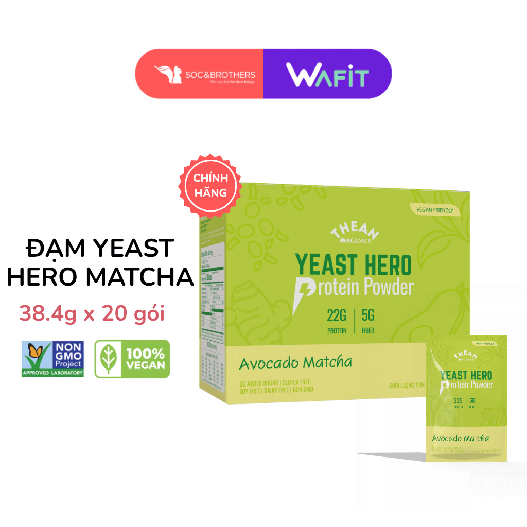 Bột protein thực vật The An Organics giúp tăng cơ, no lâu, không nóng trong, không lactose Yeast Her