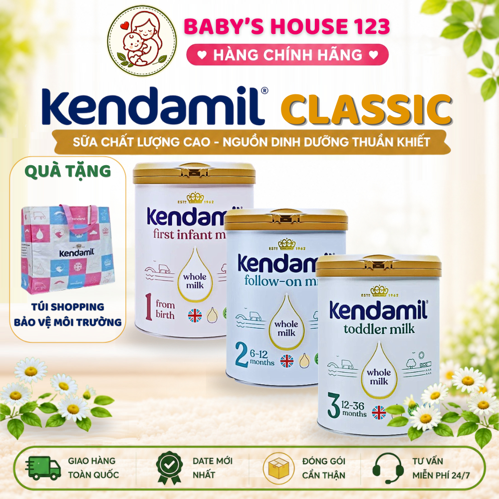 Sữa Kendamil Classic Anh Quốc Số 1, 2, 3 Cho Bé Từ Sơ Sinh Đến 3 Tuổi - Hộp 800g