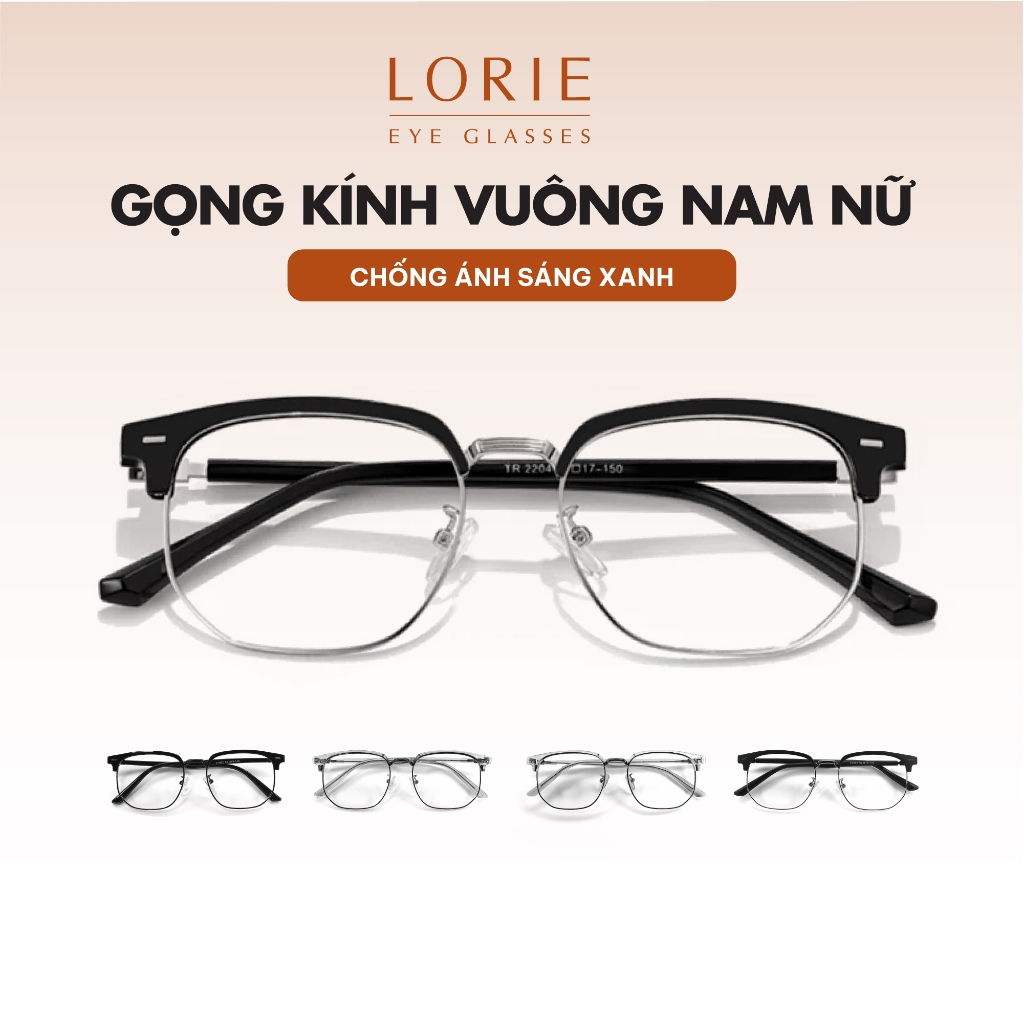 Gong kính nam nữ LORIE, kính mắt cắt cận chất liệu kim loại phối nhựa TR90 dáng basic dễ đeo - L66