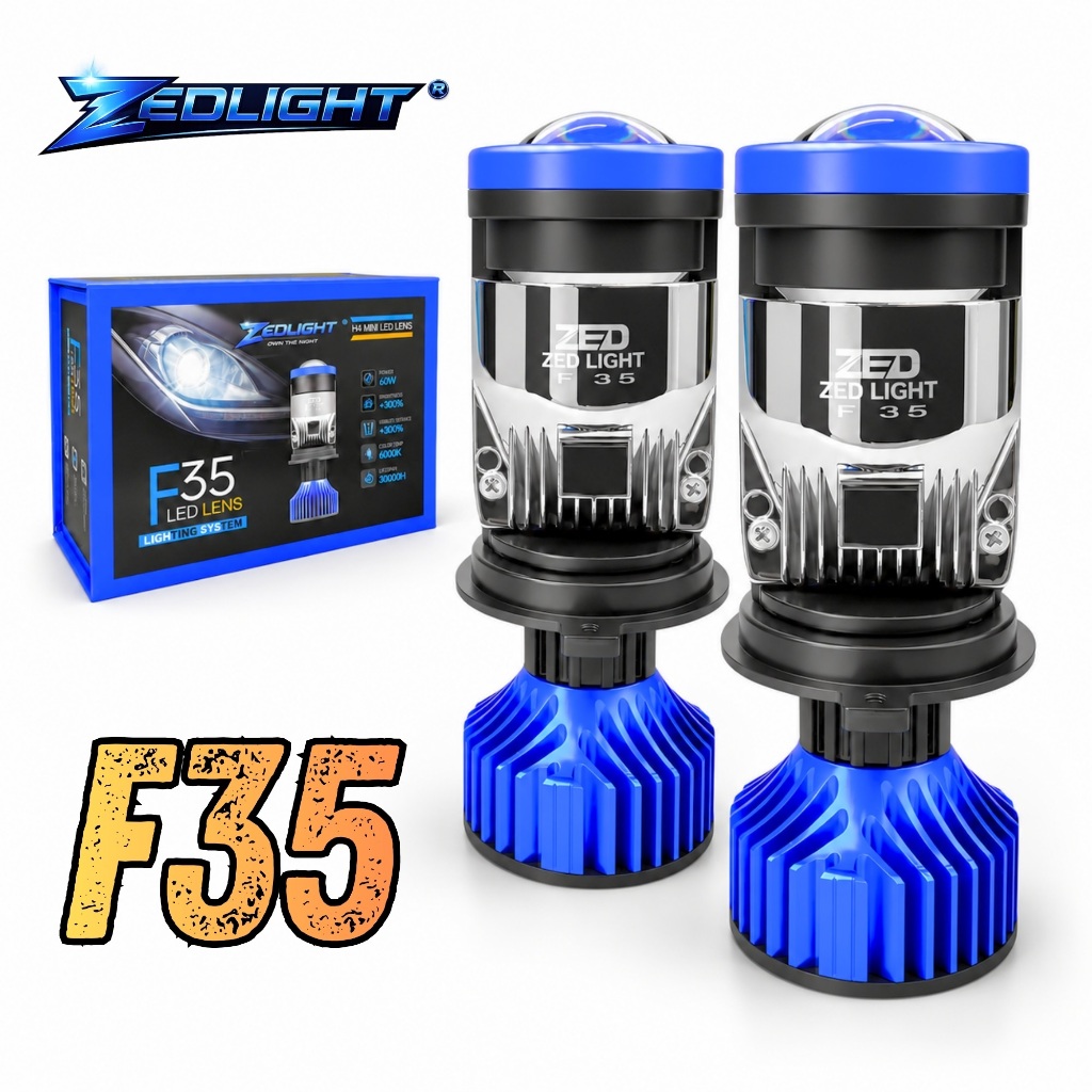 Đèn Bi Cầu F35 ZED LIGHT - 60W 12 24V DC H4 Bản Cao Cấp, Độ Hoàn Thiện Cực Cao, Chống Chói - Bảo Hàn