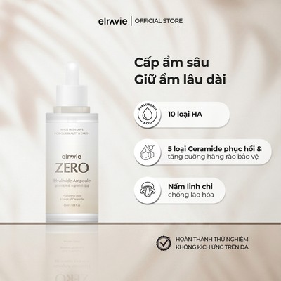 Tinh chất thuần chay phục hồi, làm dịu Elravie Zero Hyalmide Ampoule 50ml