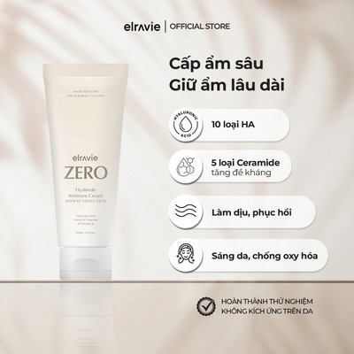 Kem dưỡng thuần chay phục hồi - làm dịu Elravie Zero Hyalmide Moisture Cream 100ml