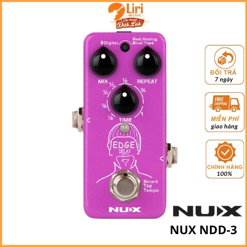 Pedal Guitar Nux Edge Delay NDD-3 - 3 Delay Types with Smart Tap - Liri Music