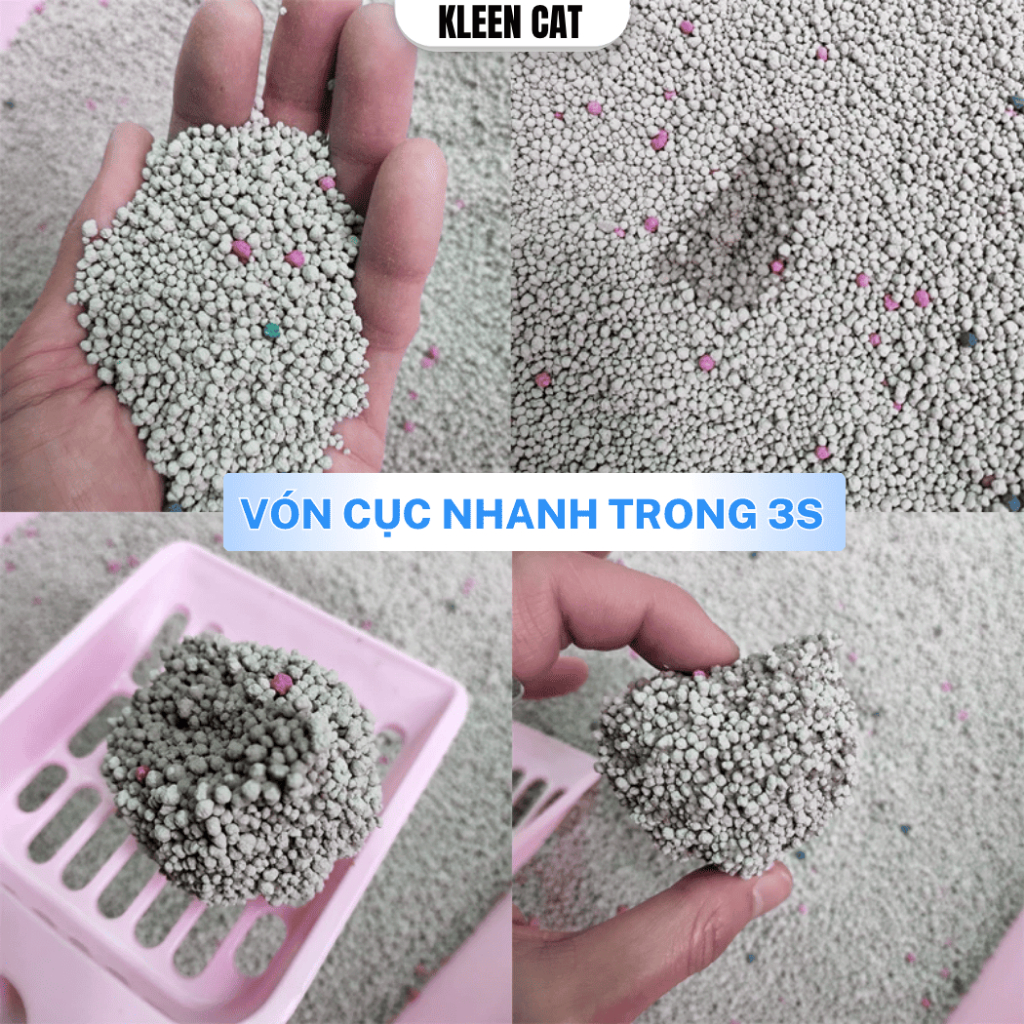 Combo 3 túi Cát Mèo Kleen Siêu Vón Cục, Cát Vệ Sinh Mèo Kleen Túi Có Tay Cầm - CM01