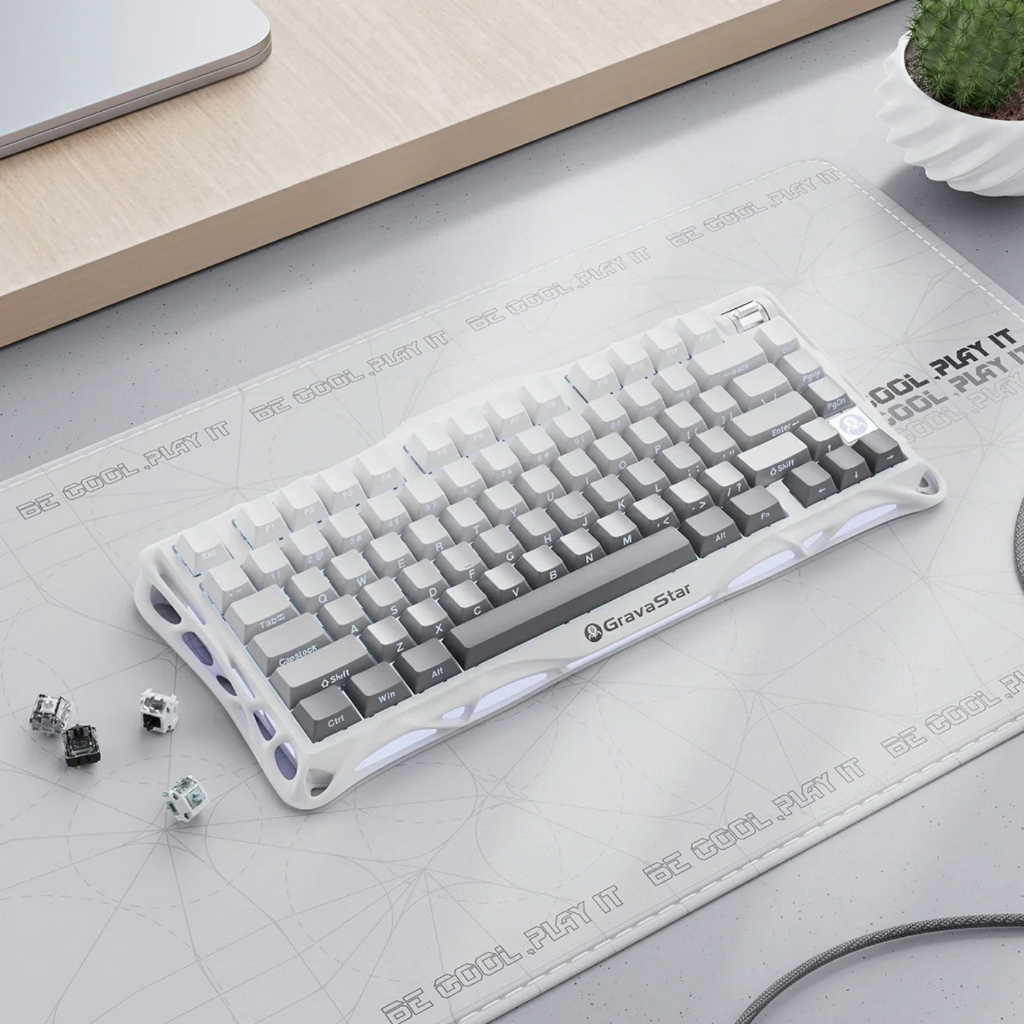 Bàn Phím Cơ GravaStar Mercury K1 Gradient White RGB Wireless 3 Mode Hot Swap 75% – Gaming Keyboard C
