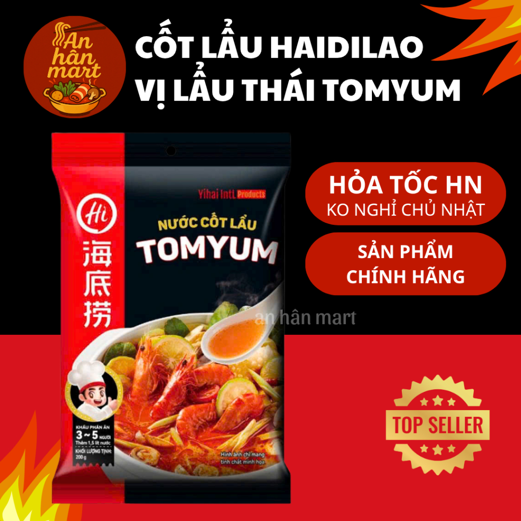 Nước cốt lẩu Thái Tomyum Haidilao chua cay gói 210g