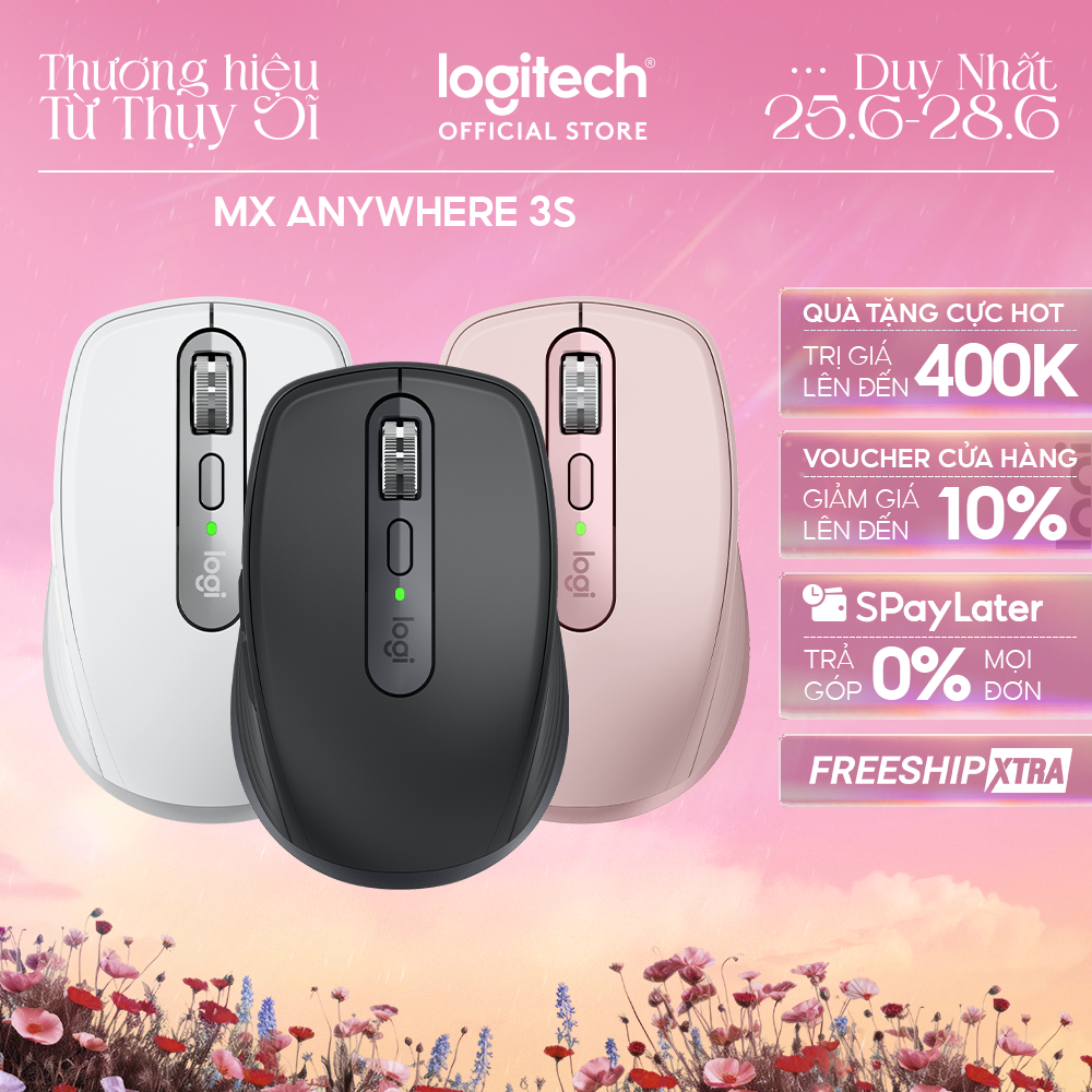 Chuột không dây Logitech MX Anywhere 3S Quiet Clicks - Cuộn nhanh, 8000DPI, Sạc USB C, Bluetooth | BigBuy360 - bigbuy360.vn