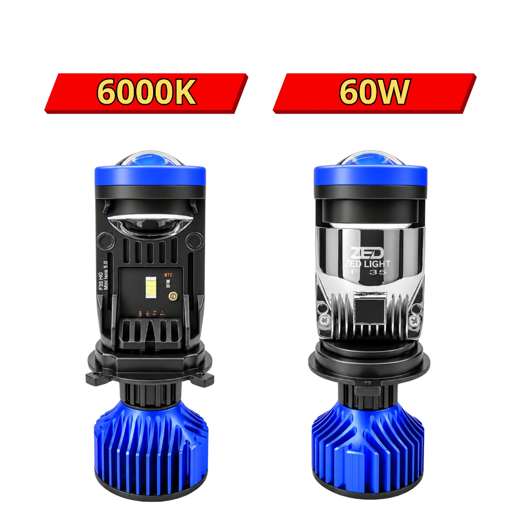 Đèn Pha Bi Cầu F35 ZED LIGHT - 65W, 12/24V DC Chân H4 Lắp Cho Ô tô Xe Máy, Bảo Hành 12 Tháng