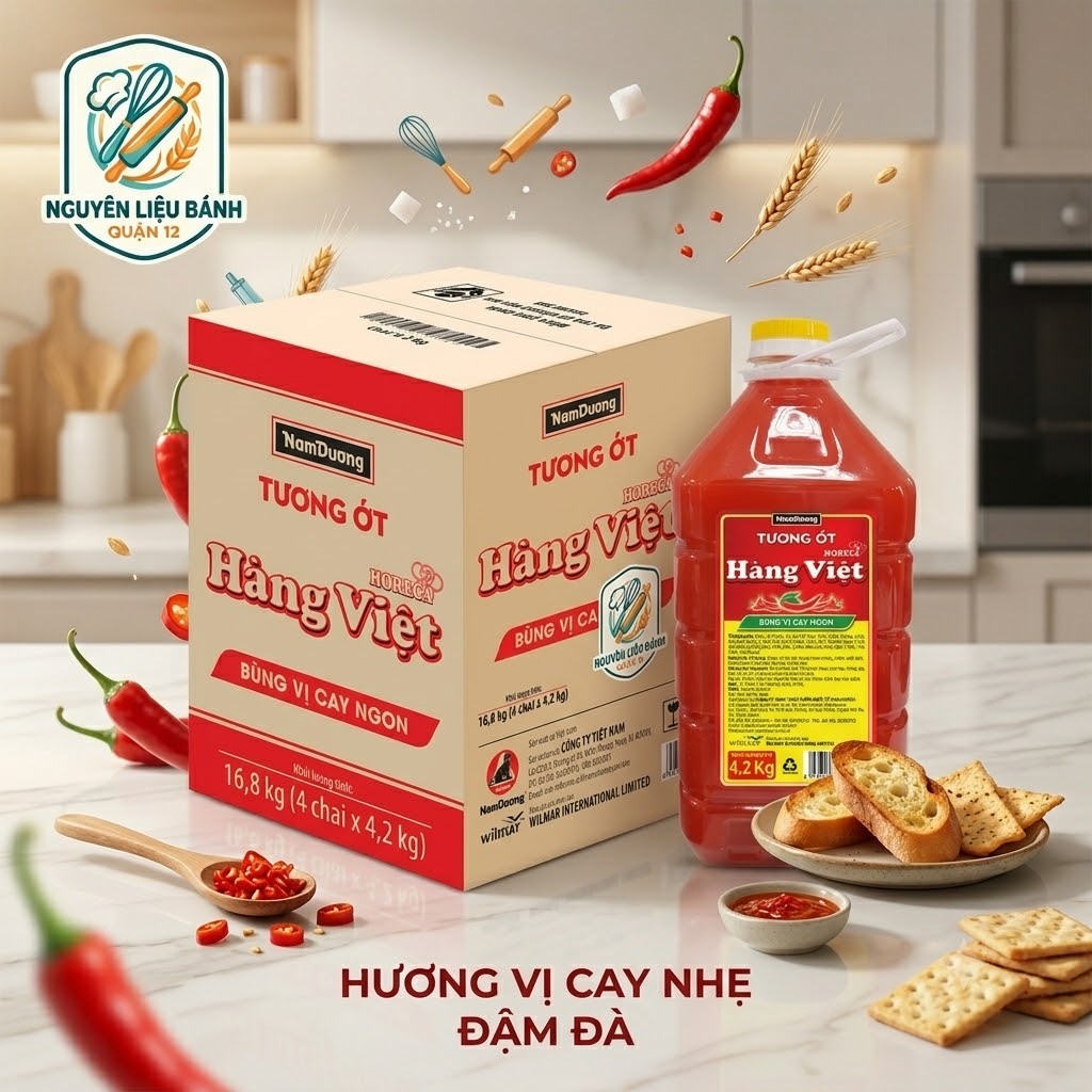 Nguyên thùng 4 chai Tương Ớt Hàng Việt Nam Dương HORECA 4.2kg - Vị cay nhẹ đậm đà