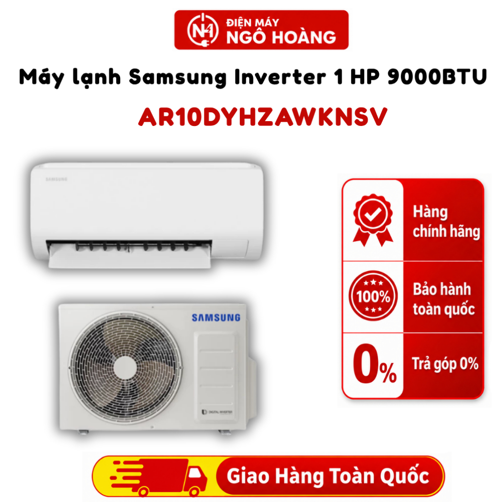 AR10DYHZAWKNSV - Điều hòa Samsung 1 chiều Inverter 1HP-9.000BTU AR10DYHZAWKNSV, máy lạnh tiết kiệm đ