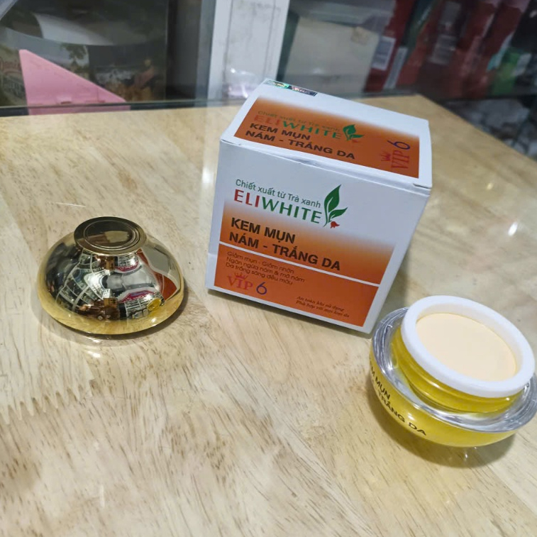 Kem Eliwhite Vip 6 Chiết Xuất Từ Trà Xanh Kem Mụn Nám - Trắng Da  12g