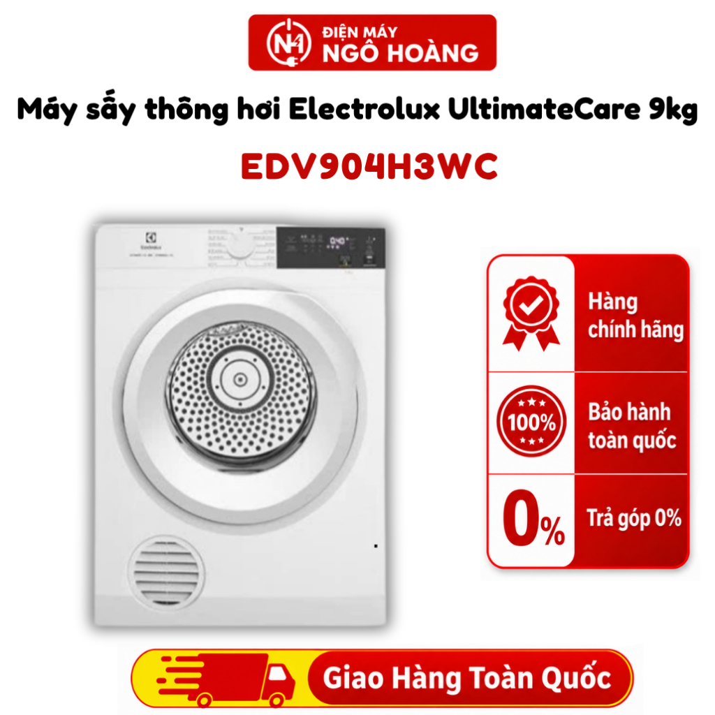 EDV904H3WC - Máy sấy thông hơi Electrolux UltimateCare 9kg EDV904H3WC, sấy khô nhanh, chăm sóc vải -