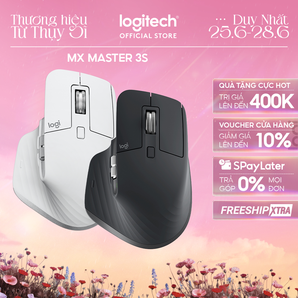 Chuột không dây Bluetooth Logitech MX Master 3s – Yên tĩnh, 8K DPI, Cuộn siêu nhanh, sạc USB-C