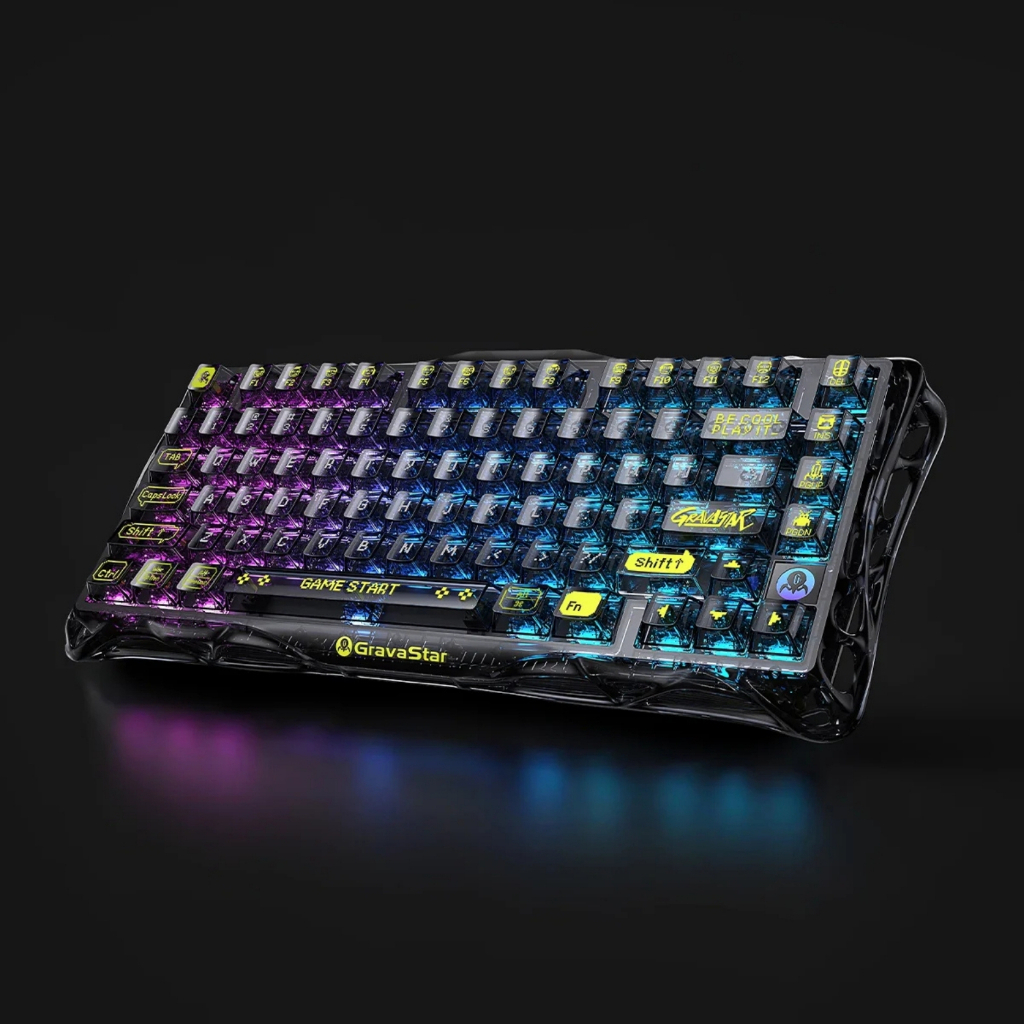 GravaStar Mercury K1 Lite Transparent Black Gaming Keyboard Wireless RGB 75% – Bàn Phím Cơ Hot Swap 