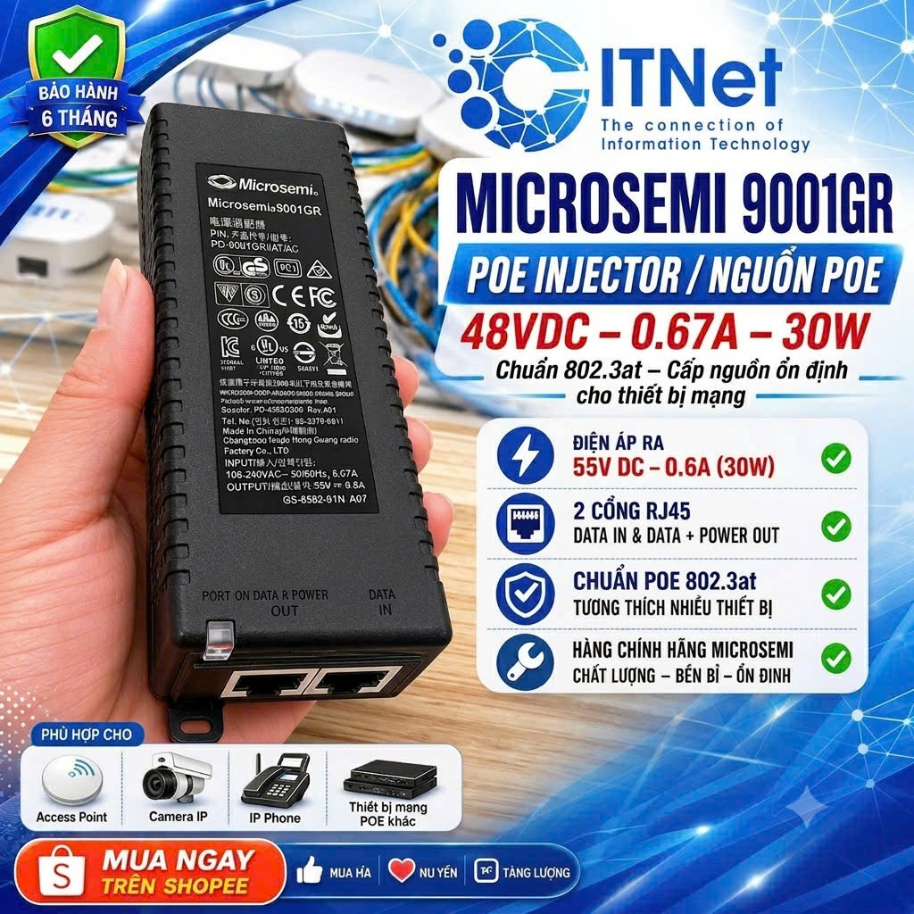🔥 Nguồn PoE Injector Microsemi PD-9001GR/AT/AC