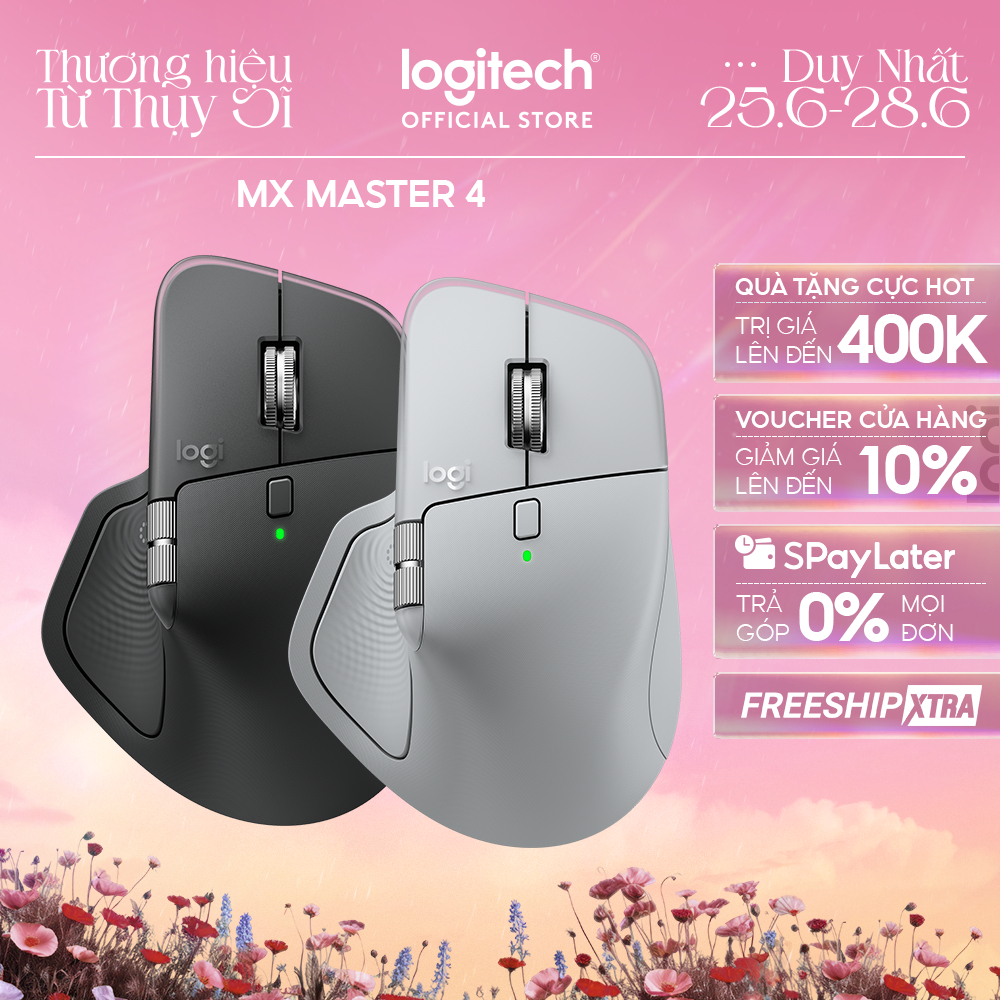 Chuột không dây công thái học Logitech MX Master 4 - Rung phản hồi, Cuộn siêu nhanh, Sạc USB-C