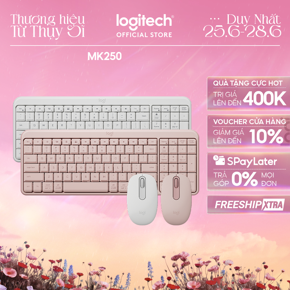 Combo Bàn phím & chuột không dây Bluetooth Logitech MK250 - dễ kết nối, thiết lập, thiết kế nhỏ gọn