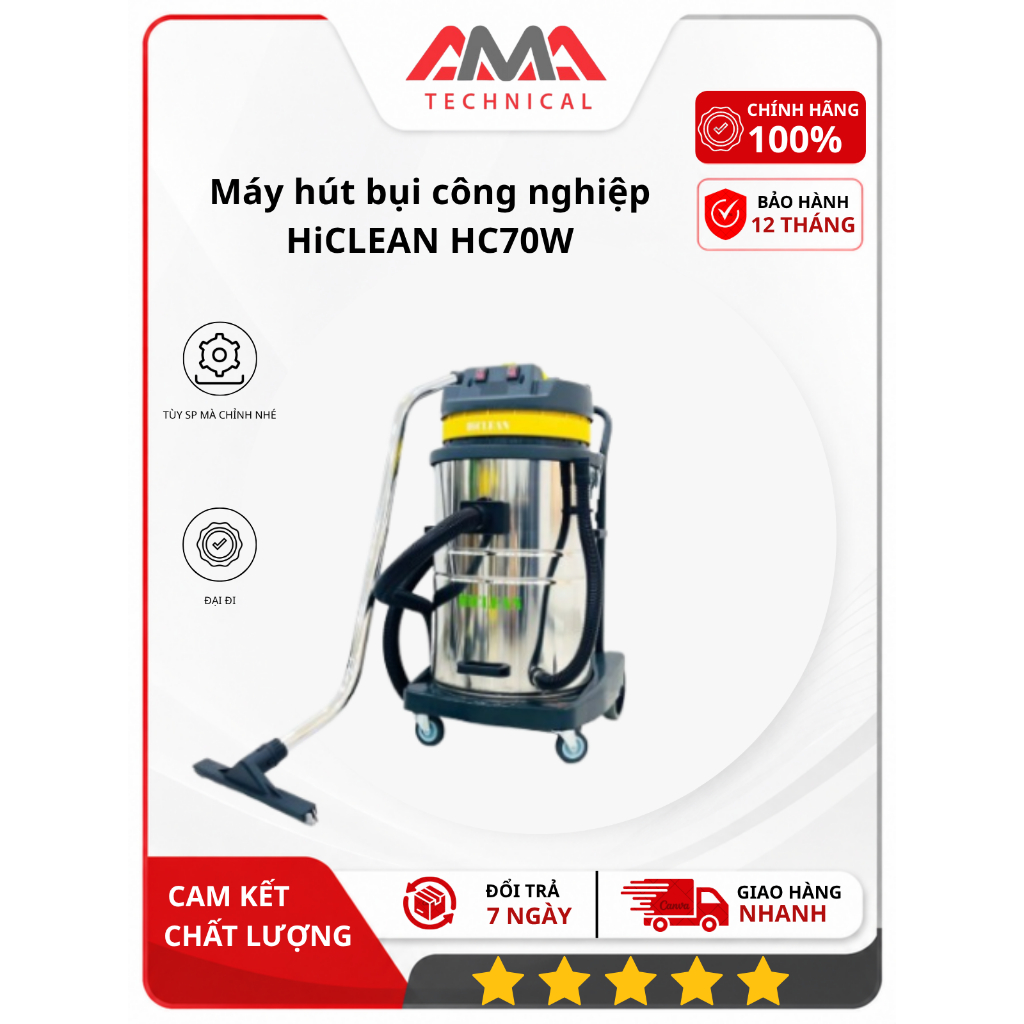 Máy hút bụi công nghiệp HiCLEAN HC70W