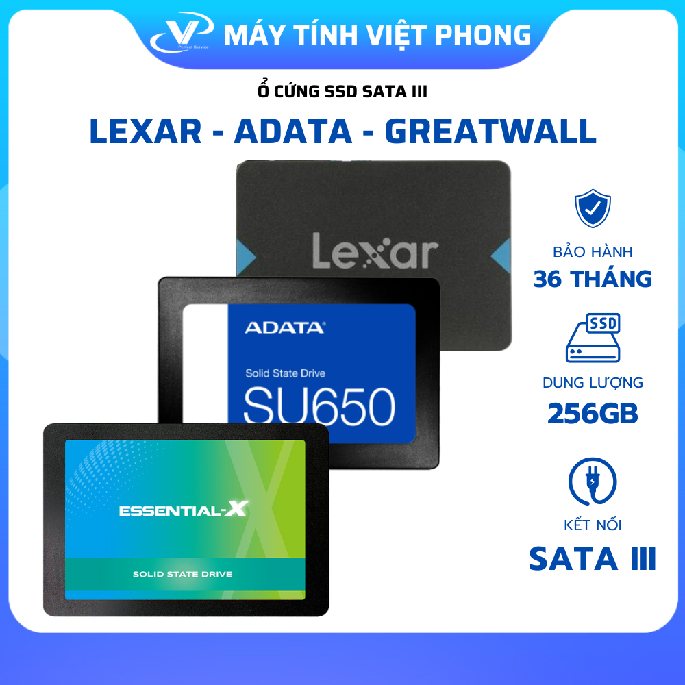 [FULL VAT] Ổ CỨNG SSD 256GB SATA3 2.5' LEXAR - ADATA - SSTC - GREATWALL CHÍNH HÃNG BẢO HÀNH 3 NĂM