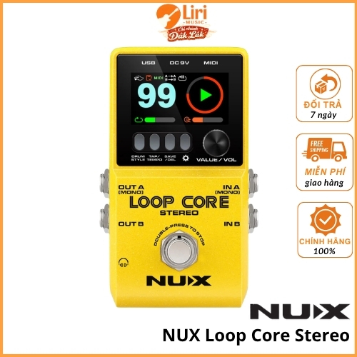 Pedal Guitar Nux Loop Core Stereo MKII - Stereo Looper With MIDI Control - Liri Music